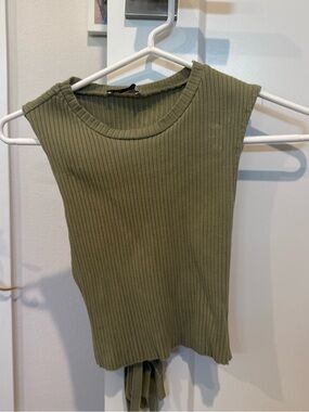 Zara Olive Green Ribbed Sleeveless Tank